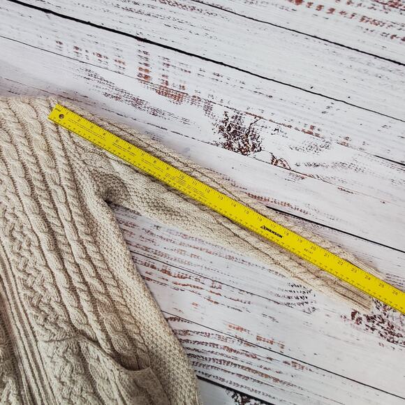 Inis Crafts Irish Merino Wool Ribbed Knit Fisherman Sweater Jacket Gorpcore Med - Picture 12 of 12